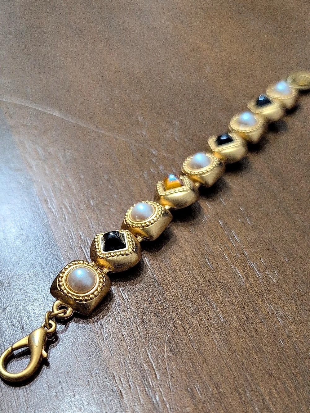 Vintage Anne Klein Gold & Black Statement Bracelet